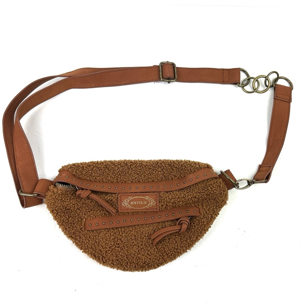 Joyfolie Savi Sherpa Belt Bag‎ Fanny Pack Brown Handbag Brand New